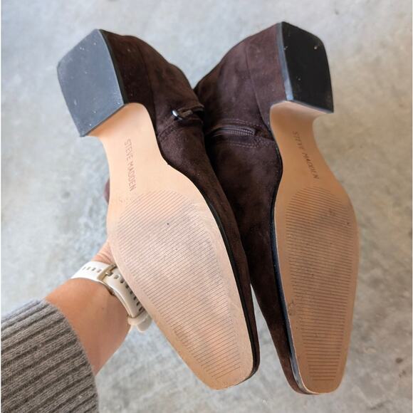 Steve Madden Dusty Chocolate Brown Leather Suede Ankle Bootie Boots, size 9 - Picture 7 of 9